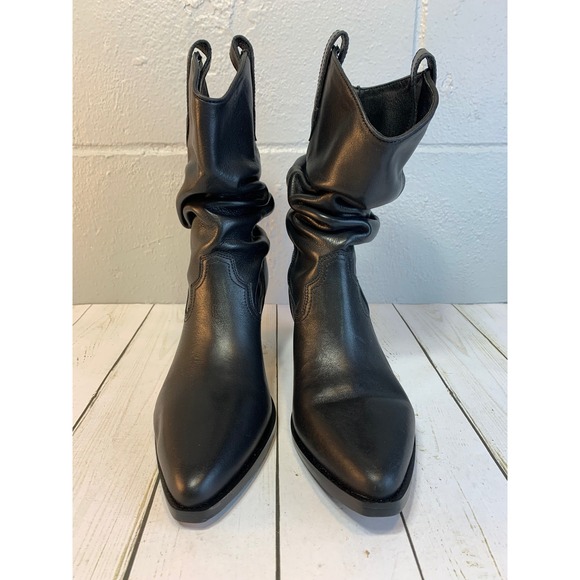 Steve Madden Taos Black Leather Slouch Cowboy Western Boots Women's 9M - Picture 11 of 11